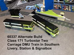 60337 Alternate Build - Class 171 Turbostar Two Carriage DMU Train In Southern Livery, Station & Signalbox