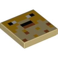Lego Tile 2 x 2 with Pixelated Face, Black Eyes print / Tan