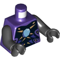 Torso, Snake with Light Blue Gem and Black and Gold Scales Print (Pythor), Black Arms and Hands / Dark Purple