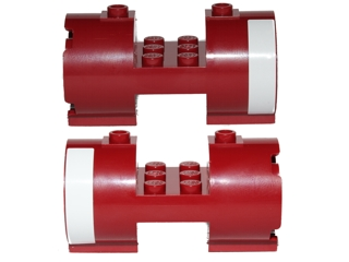 Lego Cylinder 3 x 6 x 2 2/3 Horizontal - Square Connections with White Stripe Pattern on Both Sides (Stickers) - Set 75003