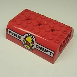 Brick Curved 8 x 6 x 2 Double with 'FIRE DEPT' Print / Red