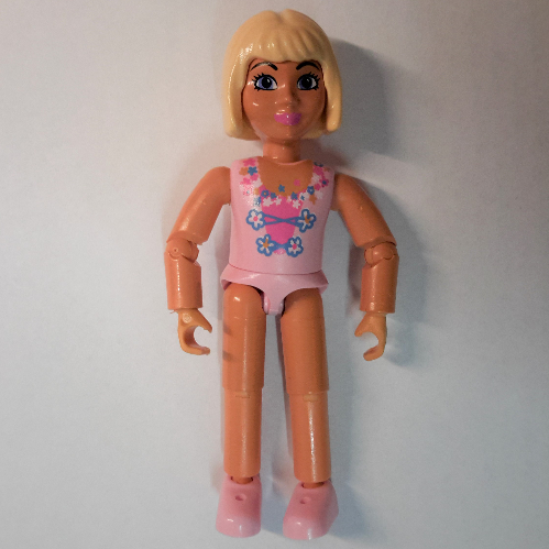 Lego Belville Figure Articulated Elbows, Child, Female, Light Yellow Hair, Cherry Blossom Pink Sleeveless Top Print / Pink