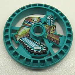 Technic Disc 5 x 5 Notched, Chain-Saw Print / Dark Turquoise