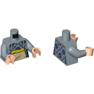 Lego Torso Sweater, Argyle, Tan Apron with Yellow Trim Print, Sand Blue Arms, Light Nougat Hands / Sand Blue