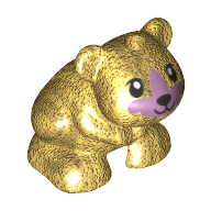 Lego Animal, Hamster, Black Eyes, Black Nose, Lavender Face / Pearl Gold