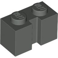 Lego Brick Special 1 x 2 with Groove / Dark Gray