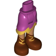Lego Minidoll Hips and Asymmetrical Skirt with Wave Hem Gold and Medium Nougat Legs and Reddish Brown Boots with Gold Laces Print