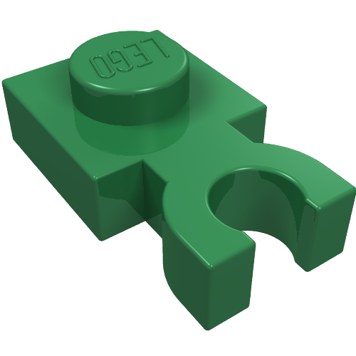 Lego Plate Special 1 x 1 with Clip Vertical [Thick U Clip] / Green