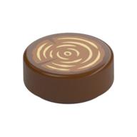 Lego Tile Round 1 x 1 with Tree Stump, Wood Log Print / Reddish Brown