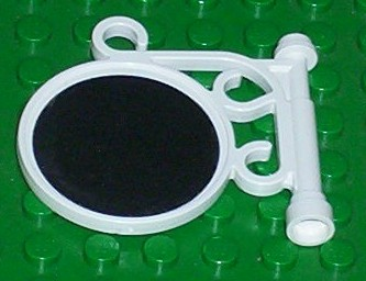 Lego Road Sign Round on Pole with Ornate Top Attachment with Mirror Pattern (Sticker) - Sets 5805 / 5837 / 5862 / White