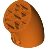 Brick Round 3 x 3 D. Tube with 45° Elbow and Axle Holes (Crossholes) at Each End / Reddish Orange