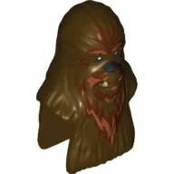Minifig Head Special, Wookiee with Dark Orange Fur Print (Wullffwarro) / Dark Brown