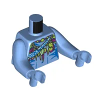 Torso with Long Arms, Na'vi, with Lime/Dark Purple Feathers Decoration Print, Medium Blue Arms and Hands / Medium Blue