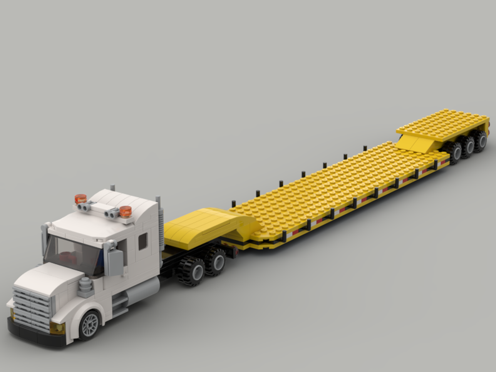 Lego Semi Truck with lowboy trailer