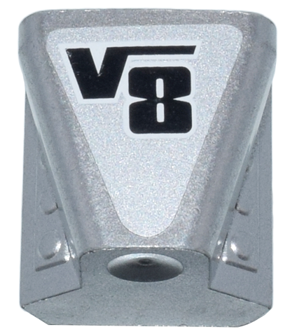 Lego Vehicle, Air Scoop Engine Top 2 x 2 with Black 'V8' Pattern (Sticker) - Set 8656