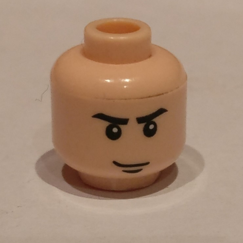 Lego Minifig Head Colonel Hardy / Vern / Cavalry Soldier / Rebel Trooper, Eyebrows, White Pupils and Chin Dimple Print / Light Nougat