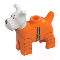 Lego Animal, Dog, Snowy with White Head, Retro Space Suit print / Orange