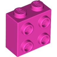 Lego Brick Special 1 x 2 x 1 2/3 with 4 Studs on 1 Side / Dark Pink