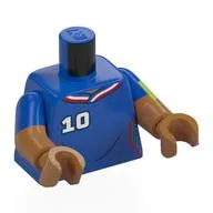 Torso, Dual Molded Arms, Football Shirt, White/Red Trim, White '10', 'MBAPPÉ', Lime Band on Arm Print, Blue Sleeves Pattern, Medium Nougat Arms and Hands / Blue