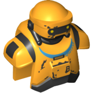 Lego Minifig Head Special, NED-B, Droid, Armored with Shoulders, Chest and Backplate / Bright Light Orange