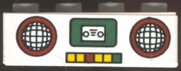 Brick 1 x 4 with Radio and Tape Player Pattern (Sticker) - Set 4165