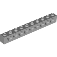 Lego Technic Brick 1 x 10 [9 Pin Holes] / Light Bluish Gray
