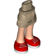 Lego Minidoll Hips and Shorts with Red Shoes and White Laces and Soles Print / Dark Tan