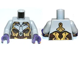 Torso Alien with Gold, Dark Brown and Silver Armor Pattern / Light Bluish Gray Arms / Dark Purple Hands