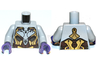 Lego Torso Alien with Gold, Dark Brown and Silver Armor Pattern / Light Bluish Gray Arms / Dark Purple Hands