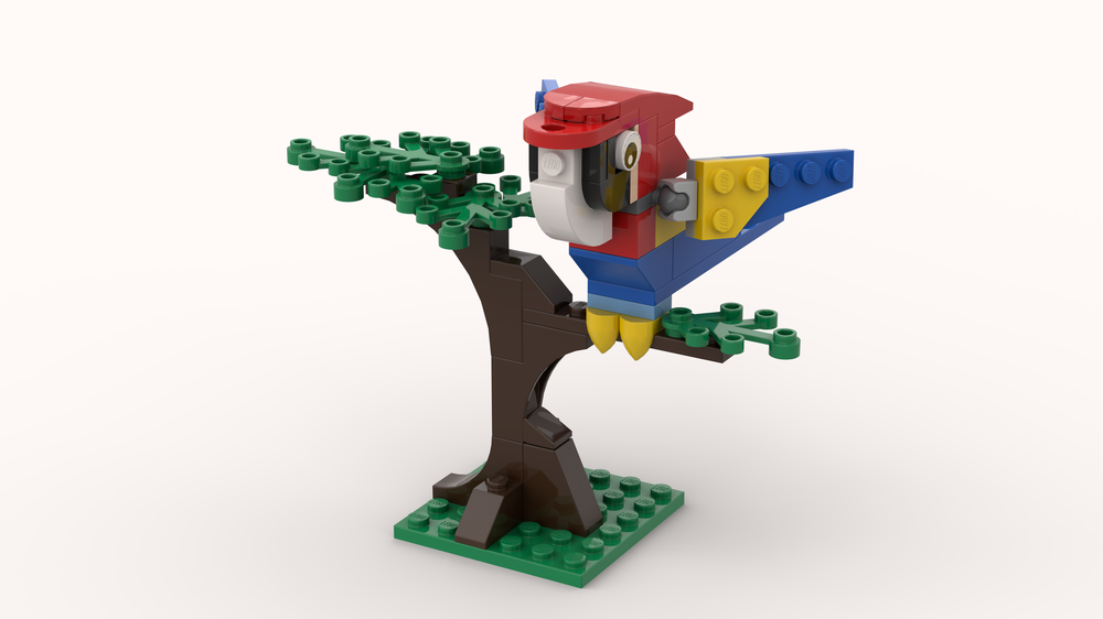 Lego Macaw standing in a tree
