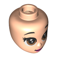 Lego Minidoll Head Reddish Brown Eyes, Magenta Lips / Light Nougat