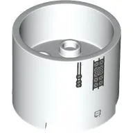 Brick Round 3 x 3 x 2 Recessed Center with 2 x 2 Studs and Axle Hole with Spaceship Truss Print / White