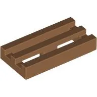 Tile Special 1 x 2 Grille with Bottom Groove / Medium Nougat