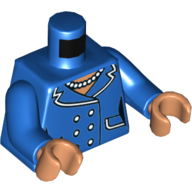 Lego Torso Suit Jacket with Lapels, Pockets, Buttons and Pearl Necklace Print (Mayor McCaskill), Blue Arms, Nougat Hands / Blue