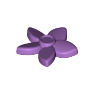 Lego Plant, Flower with 5 Pointed Petals and Pin / Medium Lavender