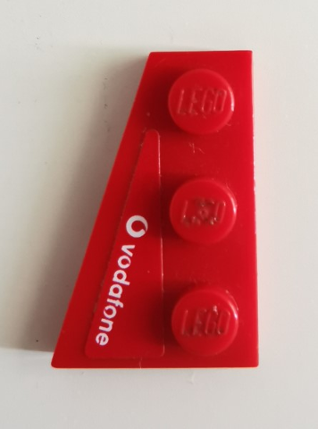 Lego Wedge, Plate 3 x 2 Left with White Vodafone Logo Pattern (Sticker) - Set 8142-1