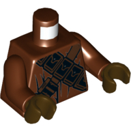 Lego Torso Robe, Dark Brown and Black Pouches and Straps Print (Jawa), Reddish Brown Arms, Dark Brown Hands / Reddish Brown