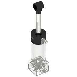 Pneumatic Cylinder with 2 Inlets Medium (48mm) with Black Top / Trans-Clear
