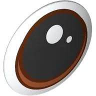 Shield Round Bowed with Eyes, Black Pupil with White Dots, Reddish Brown/Dark Orange Iris Print