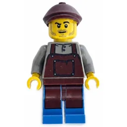 Man, Reddish Brown Apron, Reddish Brown Cap