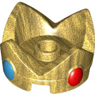 Lego Nintendo Figure, Hat / Crown, Large, with Red and Medium Azure Jewels Print / Pearl Gold