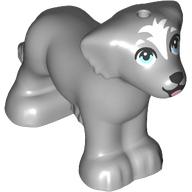 Lego Animal, Dog Big with White Spot on Head, Black Eyes print / Light Bluish Gray