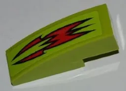 Slope, Curved 3 x 1 with Red Fire Pattern (Sticker) - Set 8199