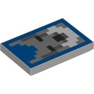 Lego Tile 2 x 3 with Pixelated Wolf print / Light Bluish Gray