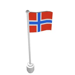Flag on Flagpole, Wave with Norway Print / White