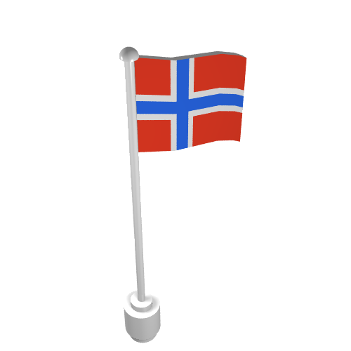 Lego Flag on Flagpole, Wave with Norway Print