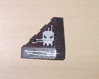 Lego Wedge 4 x 4 (Slope 18 Corner) with Silver and Dark Red Circuitry and Skull Pattern (Stickers) - Set 7702
