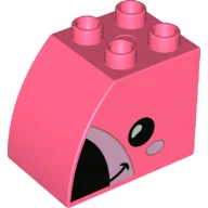 Duplo Brick 2 x 3 x 2 with Curved Top, Flamingo Face Print / Coral