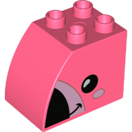 Lego Duplo Brick 2 x 3 x 2 with Curved Top, Flamingo Face Print / Coral