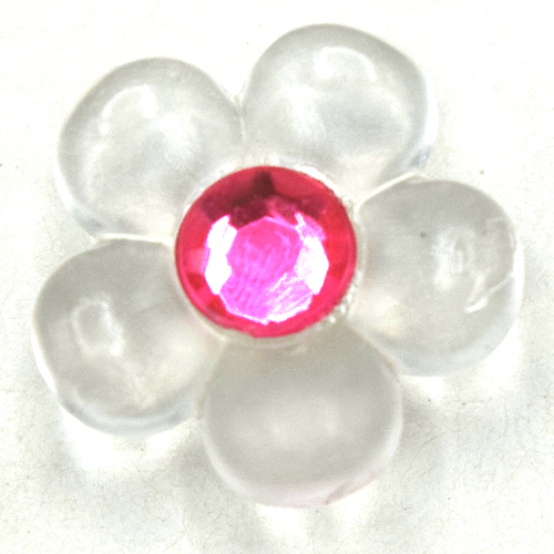 Lego Clikits Icon, Flower 2 x 2 Small, 5 Petals with Pin [Polished] with Trans-Dark Pink Center Facet Gem